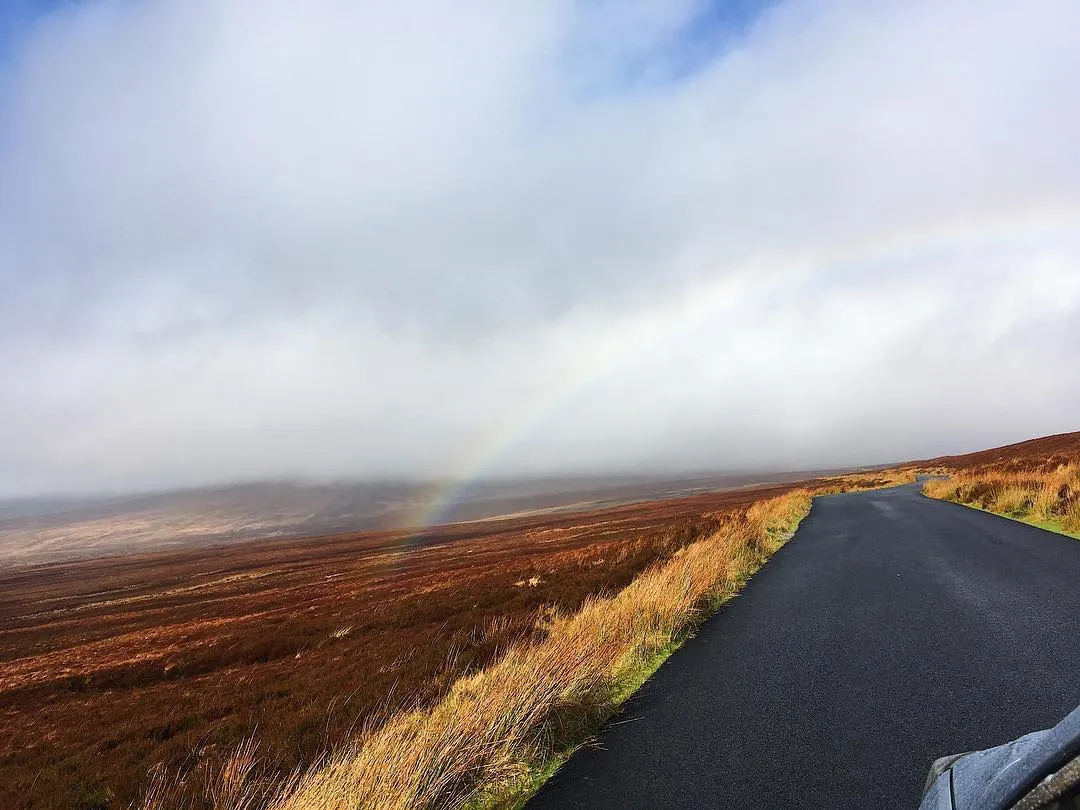 Driving through a rainbow